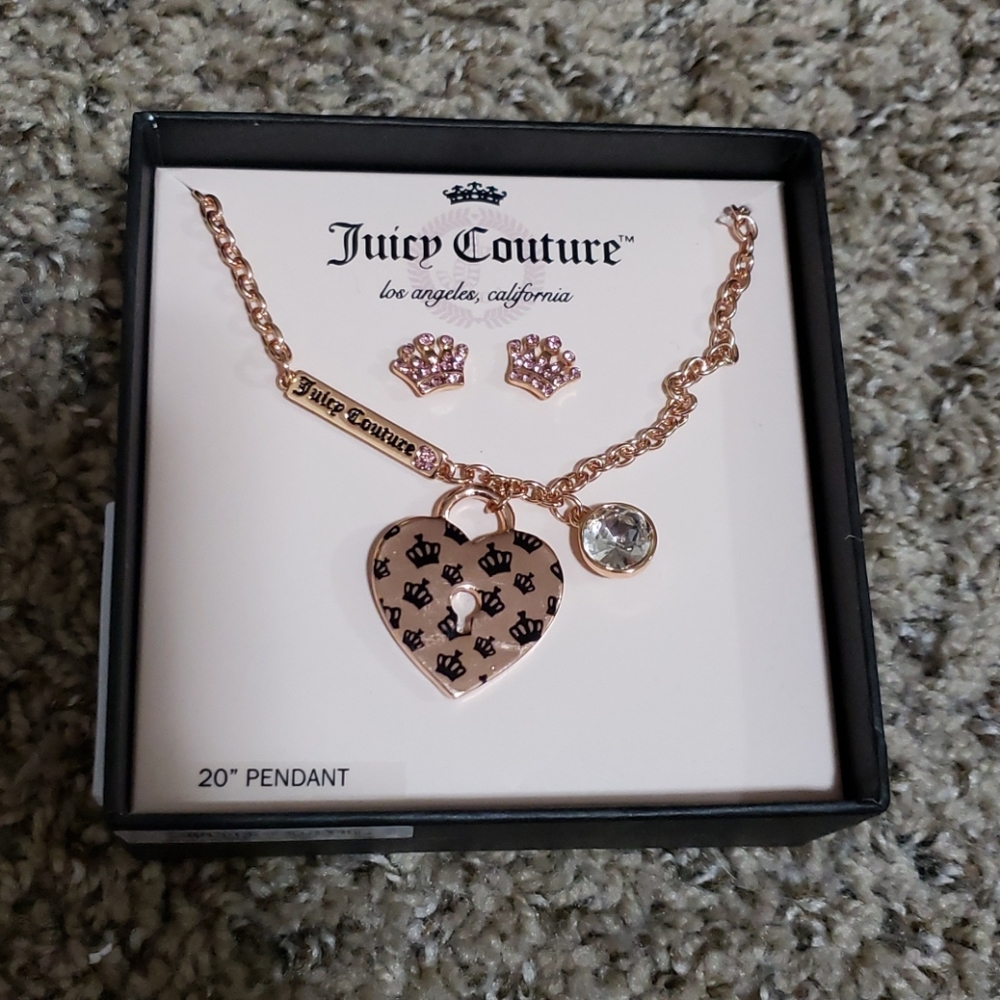 Nwt juicy couture rose gold necklace & earring